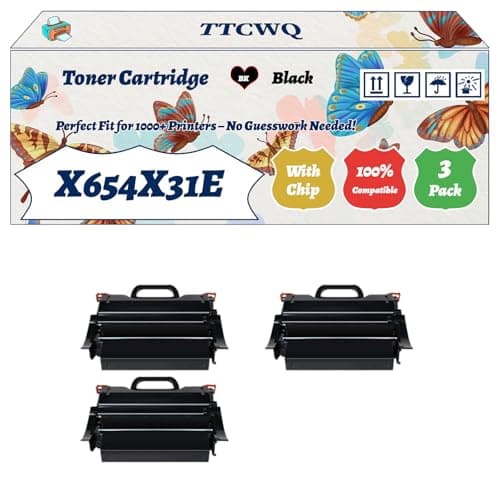 Image of Compatible for Lexmark X654X31E Toner Cartridge Work for Lexmark X654 X654DE X656 X656DE X656DTE Printers, with Chip, High Yield 8000 Pages, High-Definition Printing (3 Pack Black)