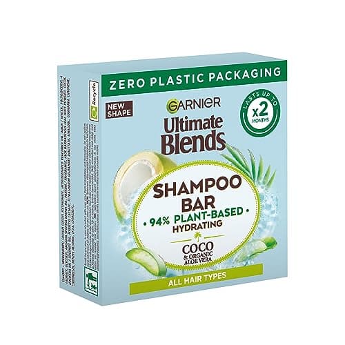 Image of Garnier Hydrating Hair Soap Bar Shampoo For Normal Hair, Ultimate Blends Coconut And Aloe Vera With Zero Plastic Waste, 94 Percent Plant-Origin, Extra Foamy Nourishing Solid Shampoo, 60g