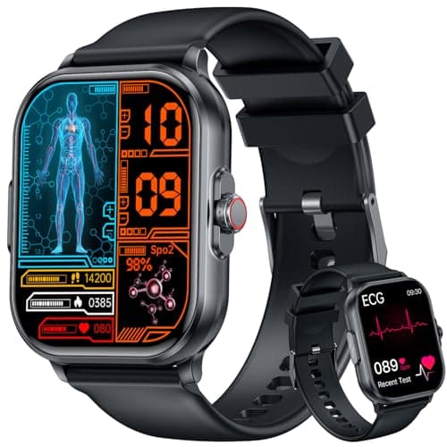Image of Smartwatch for Men Women Fitness Tracker: 2.01" HD ECG Smart Watch IP68 Waterproof Blood Pressure Oxygen Heart Rate Monitor Answer Make Call Step Counter Digital Touch Screen Sport Band Android iPhone