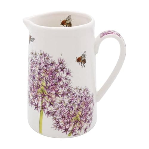 Image of Lesser & Pavey British Designed Jug for Kitchen and Home | Lovely Printed Jug for Milk Water Juice and Other Needs | Bee Tanical Alliums Jug for Home & Office Kitchens - Sarah Boddy