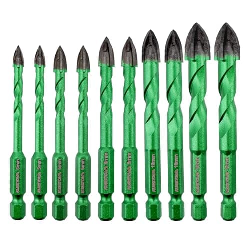 Image of KURSTOL Masonry Diamond Drill Bit - 10pcs 5/6/8/10/12mm Concrete Diamond Hole Saw Set for Wood Plastic Brick Ceramic Tile Etc,Diamond Core Drill Bit Carbide Tips Quick Change Shank Fixed on Drills