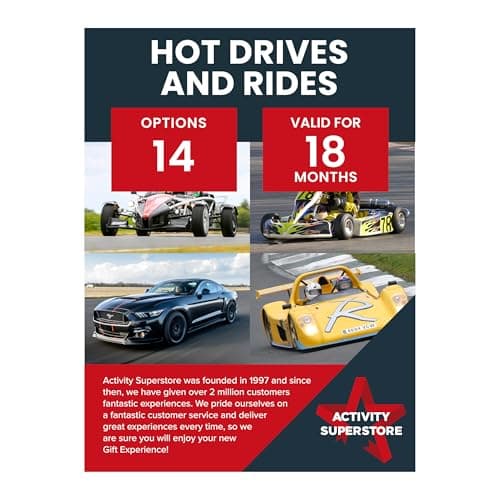Image of Activity Superstore Hot Drives and Rides Gift Experience Voucher, Choose from 14 Driving Experiences, 18-month Validity, Experience Days, Driving Gifts, Track Days, Birthday Gifts