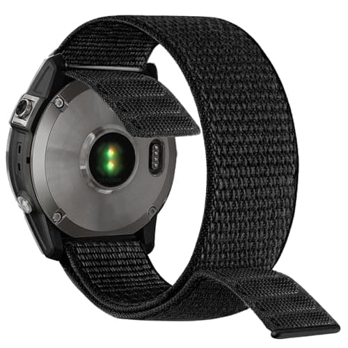 Image of YOOSIDE for Garmin Fenix 7 / EPIX 2 / Fenix 6 / Fenix 5 / epix Pro 47mm Hook and Loop Nylon Watch Strap, 22mm Quick Dry Ultralight Sport Wrist Band for Forerunner 955, Instinct 2 (Black)