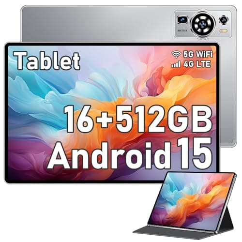 Image of UXD Android 15 Tablet 10 Inch with Keyboard Mouse, 16GB RAM 512GB ROM, Octa-Core, 4G LTE Dual SIM WiFi, 6000mAh Battery, GPS, 2 in 1 Tablet PC Bundle with Case for Work Study Gaming, Grey
