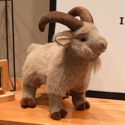 Image of JORCEDI Goat Plush Toy Realistic Sheep Stuffed Animal Pillow Cuddly Cute Standing Goat Teddy Super Soft Home Decoration Toys Gift For Kids Boys Girls (Brown,16cm/6.3in)