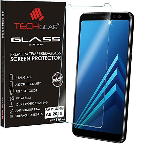 Image of TECHGEAR Screen Protector for Galaxy A8 2018 (SM-A530 Series) - GLASS Edition Genuine Tempered Glass Screen Protector Guard Cover Compatible with Samsung Galaxy A8 2018