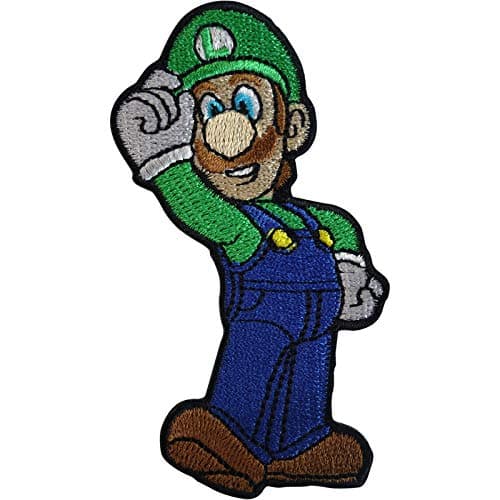 Image of Luigi Patch Iron Sew On Embroidered Badge Super Mario Bros Video Game