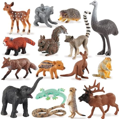 Image of TOEY PLAY Woodland Animals Toys, Realistic Forest Animals Figures, Kids Wild Zoo Animals Toys Playset, Squirrel, Deer, Snake, Learning Toys for Boys Girls 3 4 5 6