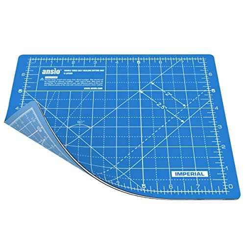 Image of ANSIO Craft Cutting Mat Self Healing A5 Double Sided 5 Layers - Quilting, Sewing, Scrapbooking, Fabric & Papercraft - Imperial/Metric 8 inch x 7 inch / 22 cm x 18cm – True Blue/Sky Blue