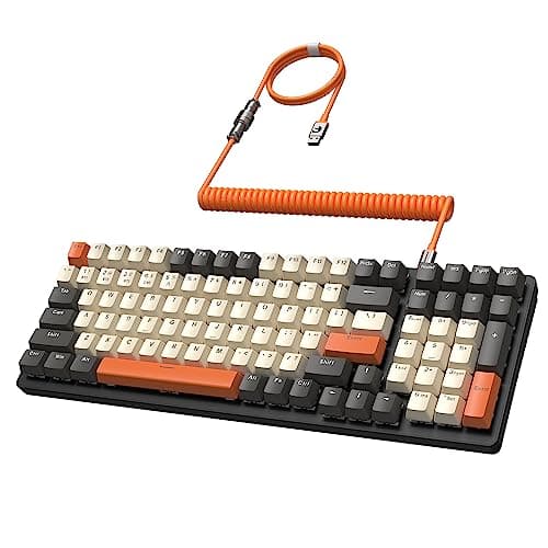 Image of MAMBASANKE K6 Pro 96% 3 Modes Mechanical Gaming Keyboard Hot Swap 4000mAh 2.4Ghz/Bluetooth 5.0/Wired Keyboard with Coiled USB Cable Type-C 9 RGB Backlit Linear Red Switch for MAC Laptop - Shimmer
