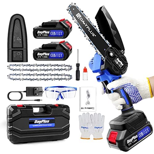 Image of Banas Pre-assembled Cordless Chainsaw 6 IN, 800W 2200 RPM | Brushless Pure Copper Motor | with 1500mAh Battery×2, Hard Plastic Case, Your Ultimate Handheld Garden Saw for Branch Pruning & Wood Cutting