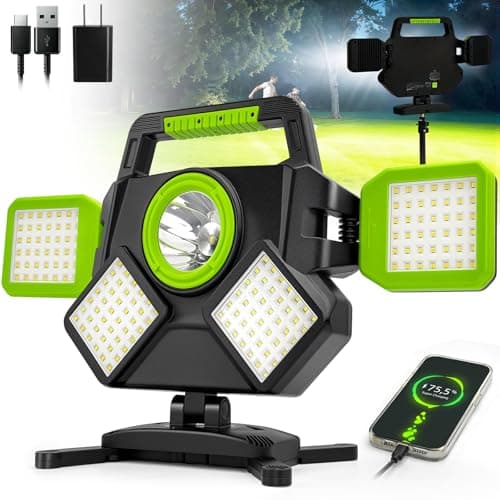 Image of SYLSTAR 55W Rechargeable Work Light, 5000 Lumen Magnetic Base, IP65 Waterproof, Folding & Rotating LED, 6 Modes, Portable Cordless Light for Garage, Workshop, Construction, Car Repair, Camping