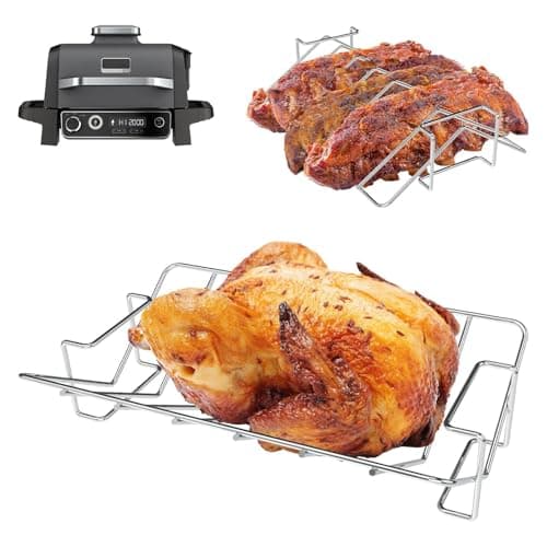 Image of Stainless Steel Rack Set for Ninja Woodfire XL, Woodfire Grill Accessories Compatible with Ninja Woodfire XL BBQ Grill OG850UK / OG901UK, Dishwasher Safe (Rib & Roast Rack)