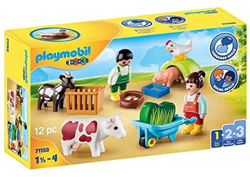 Image of Playmobil 71158 1.2.3 Fun on the Farm, Animal Toy, Educational Toy, Fun Imaginative Role-Play, Playset Suitable for Children Ages 1.5+