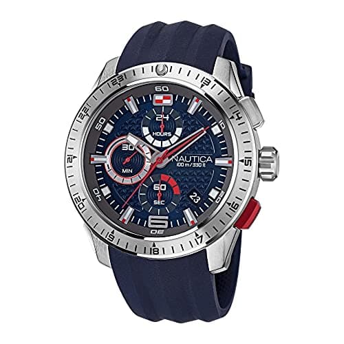 Image of Nautica Men's NST Chronograph 49mm Watch, Navy Blue/Navy Blue/Silver, Modern