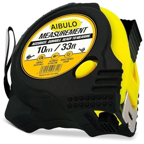 Image of AIBULO Tape Measure Set of 3 – 5M, 7.5M & 10M Heavy Duty Retractable Measuring Tapes with Griplock, 3-Way Lock, 25mm Blade, Shockproof Case, Dual Unit Metric & Imperial Markings