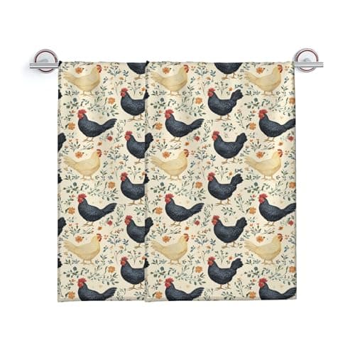 Image of Turamurra Hand Towels Set of 2 Chicken Themed Towels for Bathroom Decorative, Bath Towels, Soft Absorbent Towels for Farmhouse Home Decor Gifts for Women 14 x 28 in