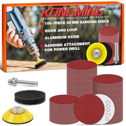 Image of KONGMING 50mm Sanding Discs Hook and Loop 100 pcs Grit 2000 for Drill Sanding Attachment