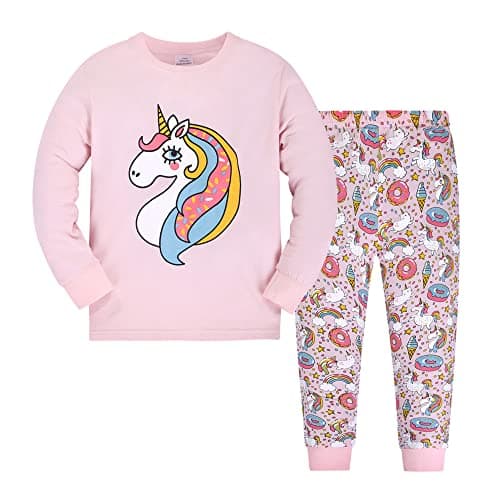 Image of LitBud Toddler Girls Unicorn Pajamas Pyjamas Sleepwears 2pcs Long Sleeves Pjs Tops + Pants Sets for Kids UK Size 3-4 Years 4T