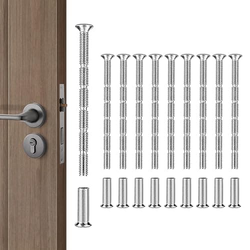 Image of Horyue 10 Pcs M4 Door Handle Screws Bolts Through Fixings, Universal M4 Screws Door Knobs and Lever Handles, Nickel Plated Bolts Secure Mounting