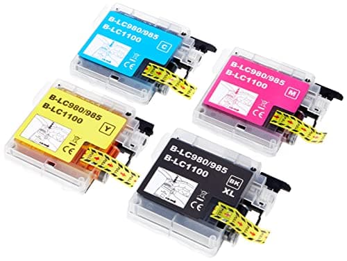 Image of 1 Go Inks Set of 4 Cartridges to replace Brother LC980 & LC1100 Compatible/non-OEM for Brother DCP & MFC Printers (4 Inks), Black, Cyan, Magenta, Yellow (Packing May Vary)