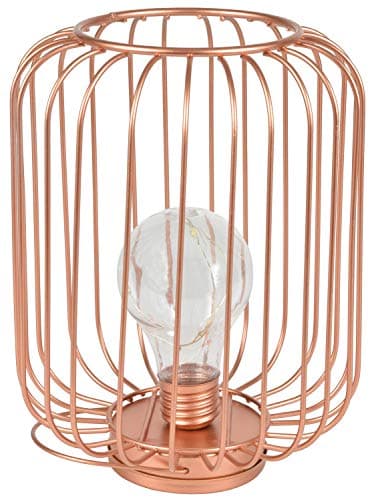 Image of Lyyt | Decorative Cage Light with Copper Wire Bulb | Rose Gold, Warm White