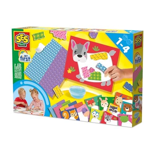 Image of SES Creative 14474 My First Tearing and Sticking - Creative Play Kit for Kids Aged 1+ - 10 Large Sheets to Decorate - 4 Sheets to Tear and Glue - Safe Materials - Fun Craft Activity