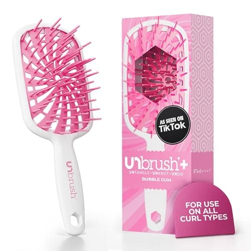 Image of FHI Heat UNbrush Plus — Curly Hair Brush for Gentle & Effective Detangling on Wet or Dry Fragile Hair Types — Detangler Brush w/ 84 UltraFlex Bristles, Ultra-light, Vented, Anti Static Hairbrush