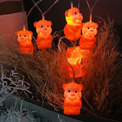 Image of Riaxuebiy 10 LED Monkey Fairy Lights 1.65m Length Monkey String Lights Warm White Battery Operated Bedroom Children Room Decor Chain of Lights (Monkey)