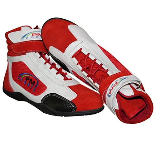Image of Adult New Karting//Race/Rally/Track Boots with Synthetic Leather/Suede & Mash Panel (White Red, UK 7 / EU 41)