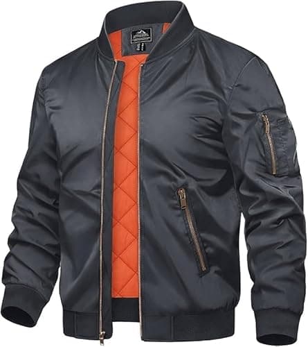 Image of TACVASEN Camping Jacket Men Windbreaker Casual Bomber Jacket F Winter Jacket Cold Autumn Jackets Hiking Coat Jacket Full Zip Jackets Zipper Pocket, Grey, L
