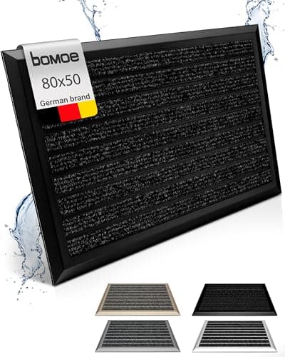Image of bomoe Aluminium Door Mat 50x80 cm Anthracite – Rubber Matting Non Slip Runner Mat Rustproof Weatherproof – Outdoor Front Door Matts Indoor for Entrance Office Building Hotel – AluGant