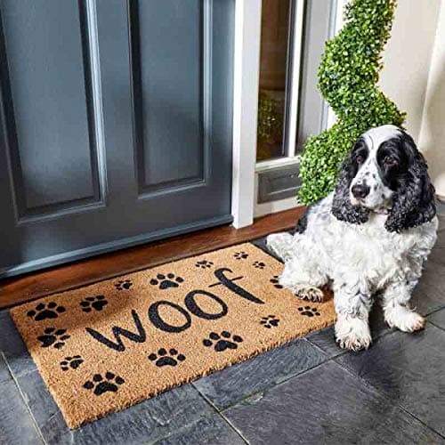 Image of Garden Mile® 75 x 45cm DOG WOOF Non Slip Doormat Entry Hallway Natural Coir Indoor Outdoor Welcome Door Mat Monarch Decoir Easy Clean