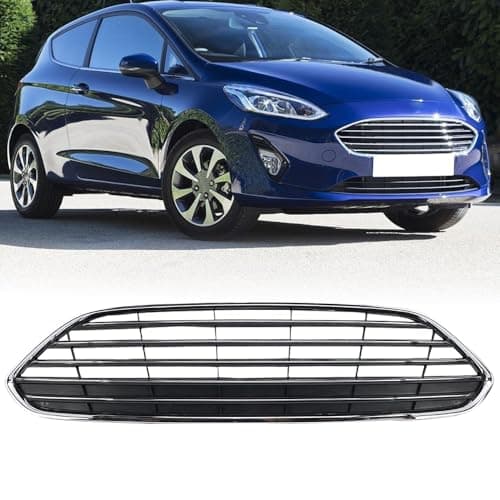 Image of Front Bumper Radiator Center Grille Chrome For FORD FIESTA MK7 2013 2014 2015 2016 2017 FD283BZACN Silver＆Black, Bumper W/Chrome