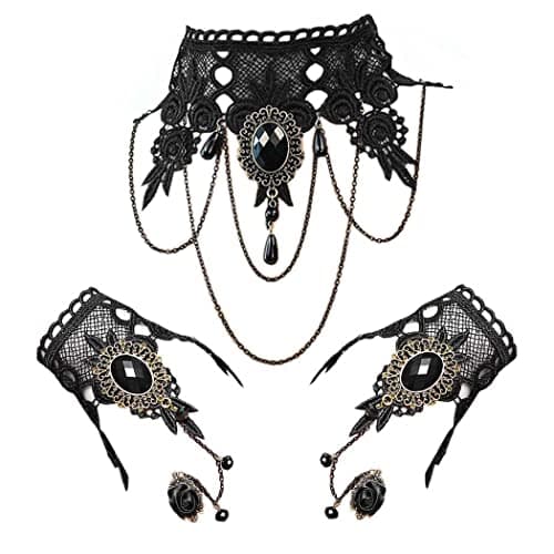 Image of Daimay Black Necklace Lace Necklace Punk Bracelet Party Gothic Vintage Handmade Bracelet Retro Slave For Women