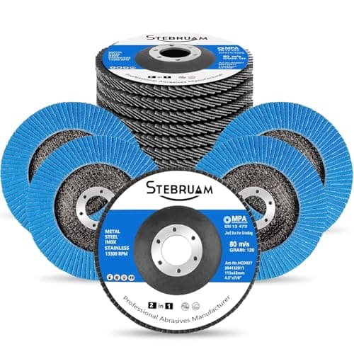 Image of STEBRUAM 12 Pack 115mm Flap Discs 120 Grit, Professioanl T29 Zirconia Grinding Disc for Sanding Metal Stainless Steel Wood
