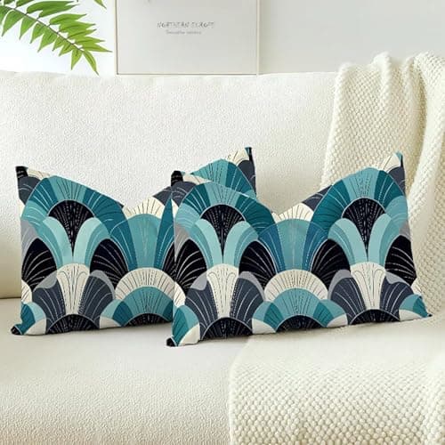 Image of Xlccaioo Set of 2 Multicolor Soft Velvet Cushion Covers, 70x40cm Double Sided Decorative Cushion Cover, Sofa Pillow Cover with Invisible Zipper Throw Pillow Covers for Home Decor Sofa Room XC-8229