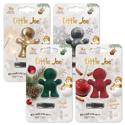 Image of Little Joe Standard Christmas Car Air Freshener, 45-Day Long-Lasting Fragrance, Strong Scented Vent Clip for Car Interior Home & Office - 4 Pack Xmas Mix
