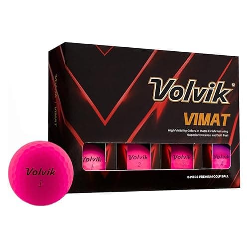 Image of Volvik ViMat Pink Golf Balls – New for 2025, 85 Compression, Matte, 2 Piece Single Core, Enhanced Visibility, 12 Pack