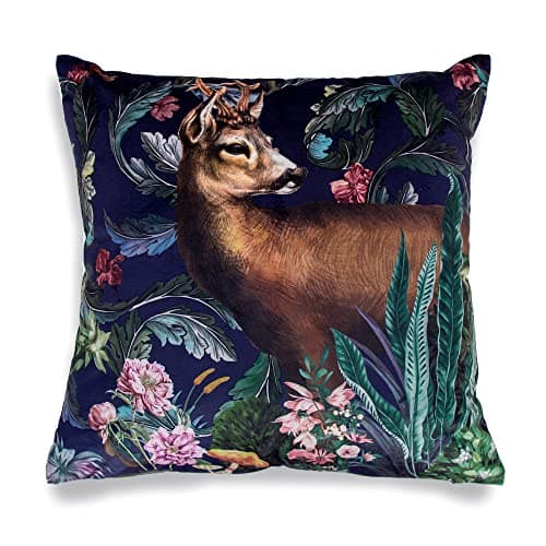 Image of Obal William Morris inspired Cushion Covers Original Design Velvet Pillow Case Square Decorative Throw Pillow Cover 45cm x 45cm for Sofa Bed Couch Living Room Bedroom (18x18 Inch) Forest Deer 1pc