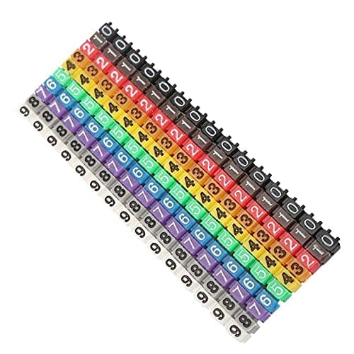 Image of 150Pcs Cable Marker Set, 0~9 Digital Number Tube Wire Number Label Tube, Colorful Cable Markers Cable Label with Clip-On Design for Electrical Cord Management fix Cables (0.75~1.5mm²)