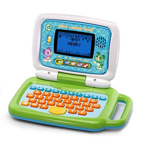 Image of LeapFrog 2 in 1 LeapTop Touch Laptop, Green, Learning Tablet for Kids with 10 Modes of Play, Kids Laptop with Letters, Numbers, Vocabulary and Animals, Learning Toy Laptop for Kids Ages 2 Years +