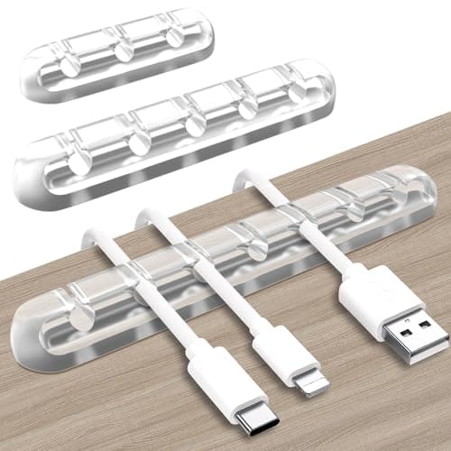 Image of SOULWIT Cable Holder Clips, 3-Pack Cable Management Cord Organizer Clips Self Adhesive for Desktop USB Charging Cable Nightstand Power Cord Mouse Cable Wire PC Office Home