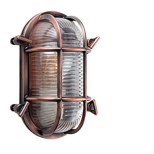 Image of MiniSun | Modern Rustic Copper Effect Nautical Design Wall Light | Outdoor Wall Lights, Home Décor & Improvement Essential | Includes 4W LED Bulb [2700K Warm White] | Mains Wired