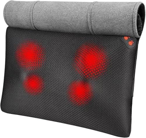Image of Back Massager with Heat, Shiatsu Back and Neck Massager, Deeper Tissue Kneading Massage Pillow for Shoulder, Leg, Foot, Body Relieve Muscle Pain - Relax Gift for Her/Him/Friend/Dad/Mom (Gray Black)