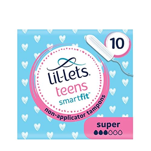 Image of Lil-Lets Teens Non-Applicator Super Tampons X 70, 7 Packs of 10, Medium to Heavy Flow, 3 Droplets, Plant-Based, SmartFit™ Non-App Tampon