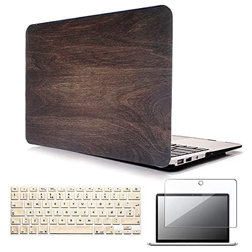 Image of FINDING CASE Bundle 3 In 1 Rubberized Matte Hard Shell Case for MacBook Air 11 inch A1370 / A1465,11.6” Case + UK/EU layout Silicone Keyboard Cover + Screen Protector (Wood Pattern)