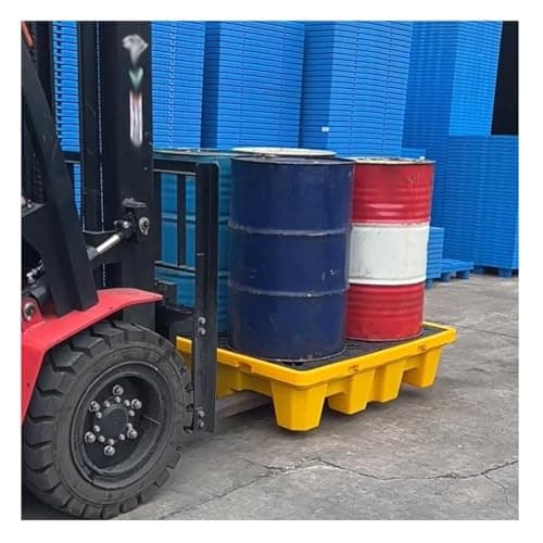 Image of ZOCWJK Modular sump tray for industrial drains with drain, to prevent leaks in garages and basements, Yellow, 90 L/130 x 68 x 17.5 cm, Yellow-90 L/130X68X17.5 CM