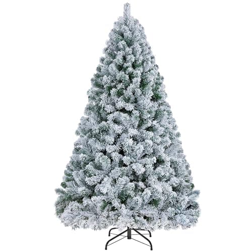 Image of Yaheetech 5ft Christmas Tree Snow Flocked Artificial Tree Holiday Decorative with Foldable Stand 532 Tips