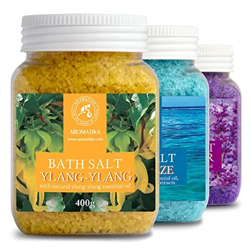 Image of AROMATIKA Bath Salts Set – 3 x 400 g Aromatherapy Bath Soak with Lavender, Sea Breeze & Ylang-Ylang Scents for Good Sleep, Stress Relief & Relaxation, Body Care, Wellness, Beauty & Home Spa, Gift Idea